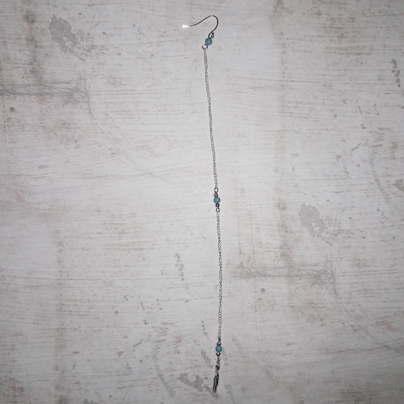 Silver Turquoise Feather Festival Boho Earings - Picture 4 of 4